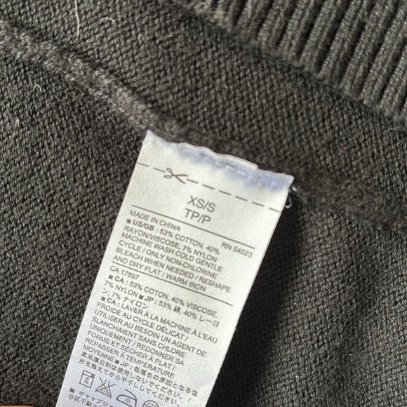 Banana Republic Black Grey Shawl Neck Open Front Hi Low Sleeveless Cardigan XS - Picture 3 of 6